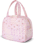 Quilted Lunch Box for Women,Cute Purple Patchwork Lunch Bags for Work, School,Office,Picnic,Travel(purple pin)