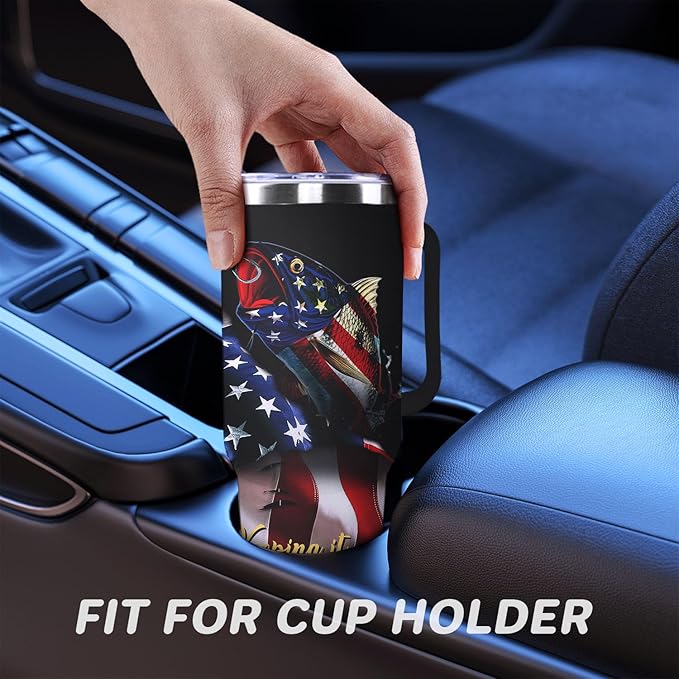 Fishing Gifts For Men Gifts for Fathers Day 40oz Black Born To Fish Forced to Work Travel Tumbler Birthday Christmas Presents For Grandpa Dad Uncle Boyfriend Fishing Lover Travel Cup With Lid Straw