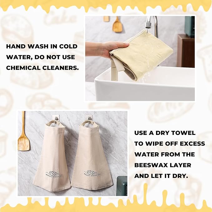 Beeswax Bread Bags for Homemade Bread. Beeswax Bags for Sourdough.（2 Pack). XL-12 * 17IN. ZSHLXM