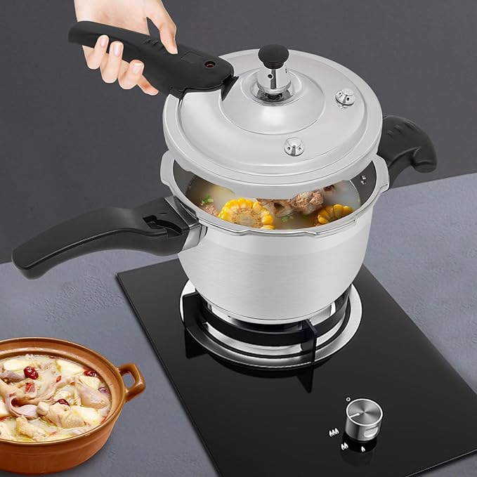 7 L/7.4 Qt Pressure Cooker,60Kpa High Pressure Stovetop Cooker with 3-Layer Composite Bottom, 304 Stainless Steel Pressure Canner for Commercial & Home Use