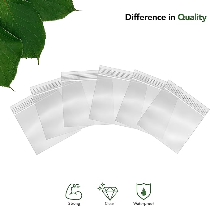 Quart Resealable Plastic Bags 1000 Pack — Clear Reclosable 7 x 8 Inch Food Storage Bags with Zipper Seal for Freezer, Meal Prep, BPA Free