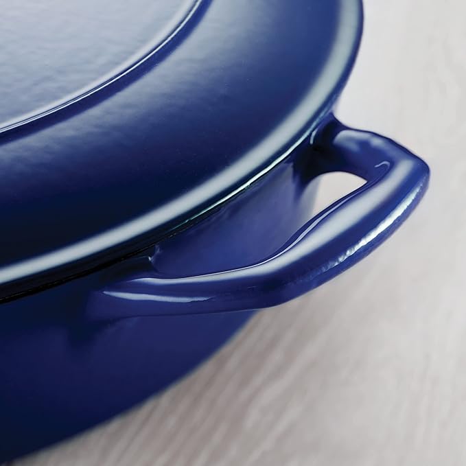 Tramontina Bestow Enameled Cast Iron Skillet with Lid, 10-inch Frying Pan, Blue