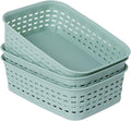 Soddeph Plastic Storage Baskets for Cabinets, Household Pantry Organization with Handle,Organizer Bins for Room,Bathrooms,Under-Sink,Kitchen (Green, XS-3PACK)