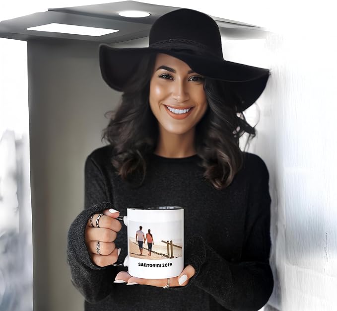 Personalized Coffee Mug | Custom Photo, Text, or Logo Cup (11oz, Black Rim, Inner, and Handle) |Dishwasher & Microwave Safe |Unique Gift for Men & Women –Taza Personalizada