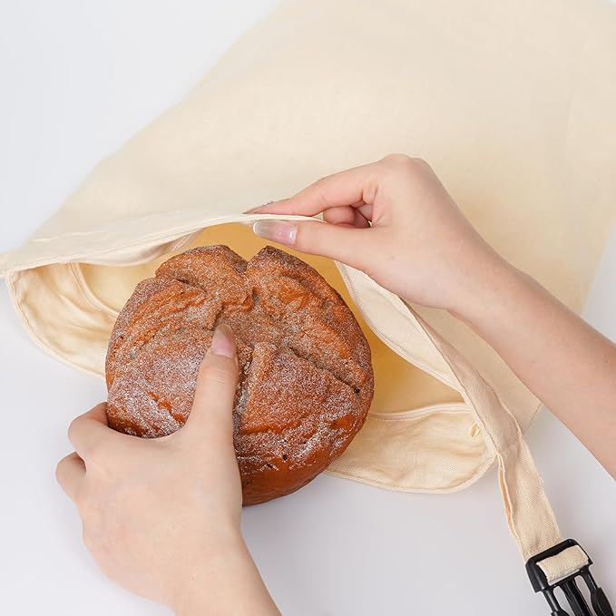 2 Pcs 100% Linen Bread Bags for Homemade Bread 13 x 19.6 Inches Reusable Sourdough Bread Storage Bag with Zipper (Light Apricot)