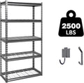 The Atlas 30" W x 12" D x 60" H Adjustable Garage Storage Shelves Load 2500 lbs, 5 Tier Heavy Duty Shelving Unit, Metal Utility Storage Rack for Warehouse Pantry Basement Kitchen, Dark Grey
