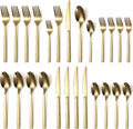 Silverware Set of 20 Stainless Steel Gold Flatware Set for 4 Kitchen Cutlery Sets Includes Forks Spoons Knives for Home Restaurant Hotel