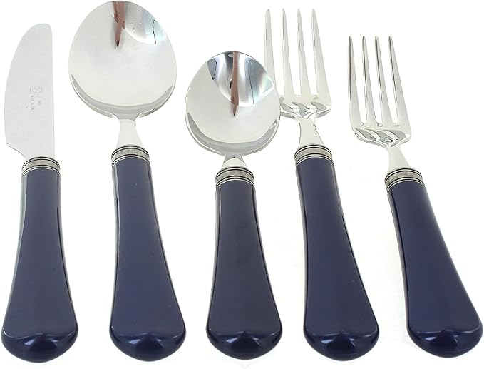 Blue Rose Polish Pottery - Silver Guilietta 5 PC Flatware Set - 4 Settings - 4 Settings - Flatware for Table