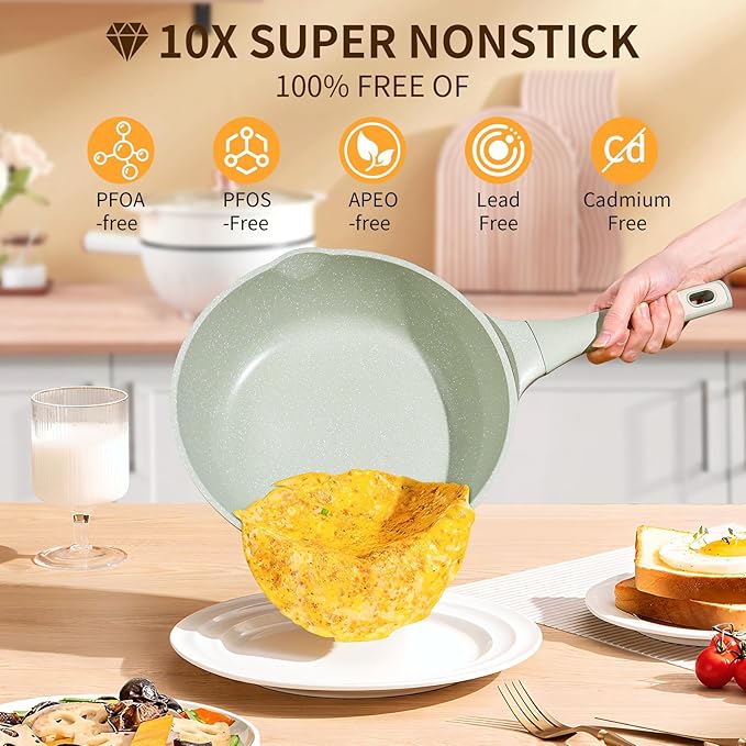 12 Inch Nonstick Saute Pan with Lid - 5.5Qt Large Deep Frying Skillet, PFOA/PFAS Free & Dishwasher Safe, All Stovetop Compatible Including Induction