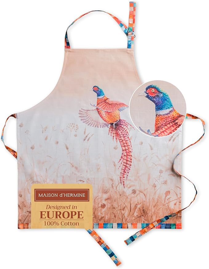 Maison d' Hermine 100% Cotton Apron for women with Pocket Kitchen Chef Apron for Men Cooking Gardening Server Waitress