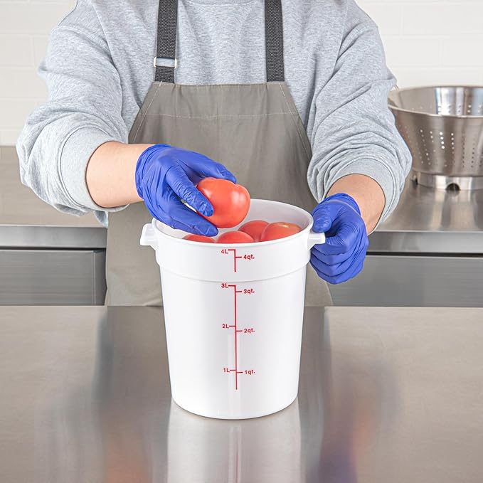 Restaurantware-Met Lux 4 Quart Food Storage Container, 1 White Storage Container - Lids Sold Separately, Red Volume Markers, Dishwashable Box, Side Handles, For Storing Foods