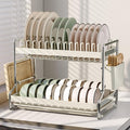 Dish Drying Rack 2 Tier Countertop Dish Draining Rack Organizer White