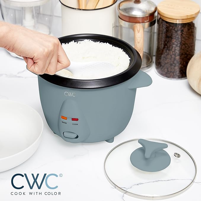 COOK WITH COLOR 6 Cup Rice Cooker 300W - Effortless Cooking and Perfectly, Cooks 3 Cups of Raw Rice for 6 Cups of Cooked Rice, Slate Blue