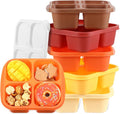 Honeydak 5 Pack Snack Containers 4 Compartment Bento Snack Boxes Reusable Lunchable Containers with Lids Divided Meal Prep Lunch Food Storage Box for School Work Travel(Thanksgiving,Equal)