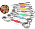 8-Piece Measuring Magnetic Spoons Set with Leveler - Stainless Steel for Measuring Dry and Liquid Ingredients, Double Ended, Stackable & Nested Fits in Kitchen Spice Jars for Baking & Cooking