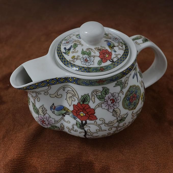 Porcelain Teapot 500ml Flower and Bird Kettle Stainless Infuser