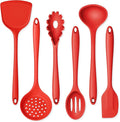 Onader Silicone Cooking Utensils Set, Red Kitchen Utensils 6 Pcs Set, Heat Resistant Kitchen Tool Kit, Nonstick Cookware Friendly & Non Toxic