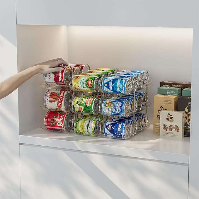 Stackable Soda Can Organizer for Refrigerator, Soda Can Dispenser Water Bottle Organizer, Fridge Organizer & Stackable Drink Organizer for Fridge(3 Tier - Hold 9)