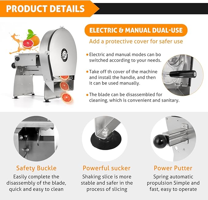 WICHEMI Electric Vegetable Slicer Commercial Fruit Slicing Machine Potato Slicer Electric Cabbage Shredder Machine 2 IN 1 Manual Electric Vegetable Cutter Stainless Steel Food Slicer