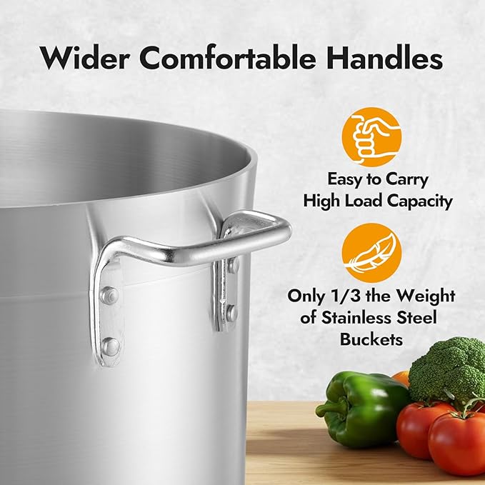 CURTA 60 Quarts Aluminum Stock Pot with Lid, Heavy Duty Commercial Grade Large Capacity Cooking Pot for Boiling, Stewing, Great for Kitchen, Restaurant, Catering, and Home Use,NSF certified