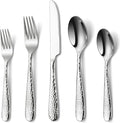 Hammered Silverware Set, EUIRIO 30-Piece Heavy Duty Cutlery Set for 6, Stainless Steel Flatware Set, Food-Grade Utensil Sets Includes Spoons Forks and Knives, Mirror Finish Dishwasher Safe