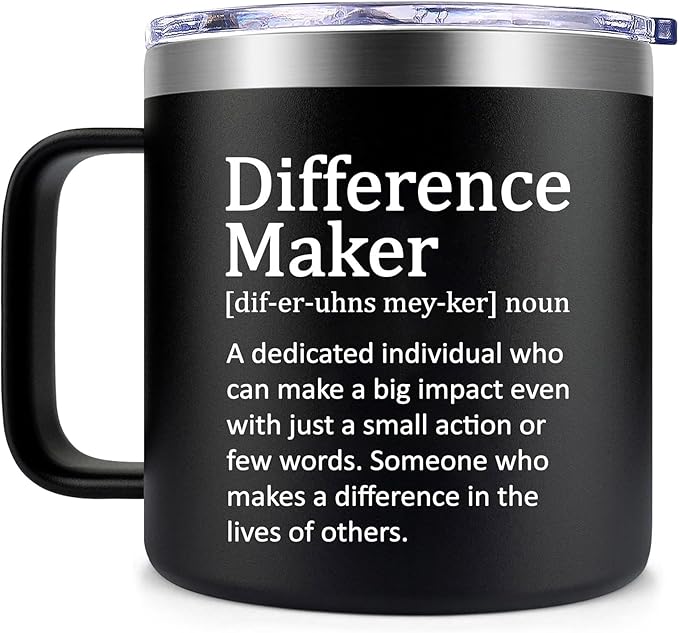 Fufendio Thank You Gifts for Men - Difference Maker Mug 14oz for Employee - Christmas, Birthday Gift for Men - Appreciation Gifts for Coworker, Teacher, Boss, Assistant Principal