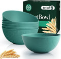 Homienly Wheat Starw Bowls, Bowl Set, Large Cereal Bowls, Serving Bowl Set of 6, Microwave and Dishwasher Safe, 40 OZ, Large Bowls for Salad, Soup, Ramen, Fruit,Dinner, Reusable, Stackable - Green