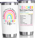 Teacher Gifts for Women, Christmas Appreciation Gift for Teacher, 20 OZ Tumbler Teachers Gifts from Student, Big Heart Insulated Cup Unique Graduation Thank You Retirement Birthday Gift for Teachers