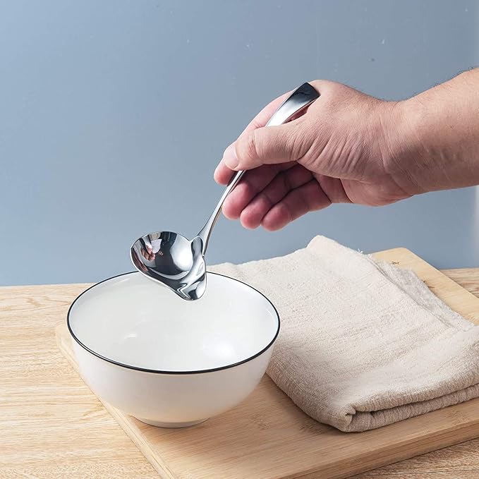 IMEEA 7inch Small Gravy Ladle 18/10 Stainless Steel Soup Ladle with Spout for Sauces, Set of 2