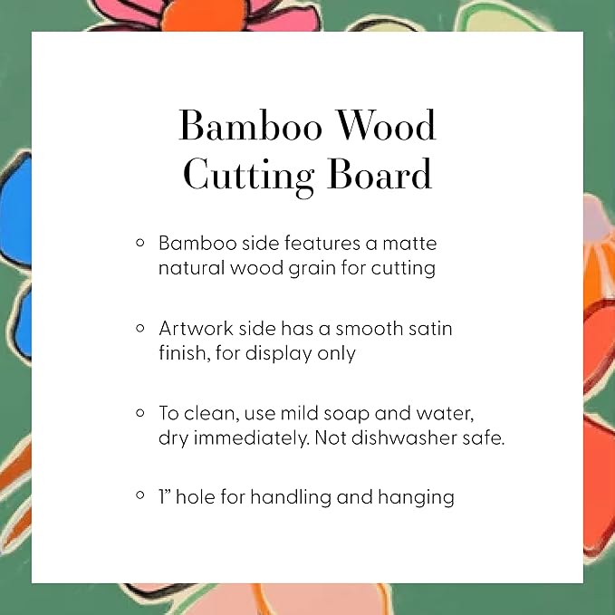 Society6 Bamboo Cutting Board- Kitchen Decor by Burcu Korkmazyurek - Unique Cutting Boards for Kitchen, 16" x 10.5" x 0.5", Exotic Garden - Night III