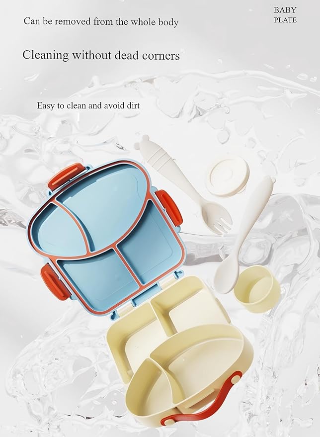 Lunch boxes for kids， Leakproof Bento box with Compartments - BPA-Free & Chemical Dye-Free, Suitable for children of all ages, Perfect for School Lunches, Picnics & Short Trips . (Mousse Blue)