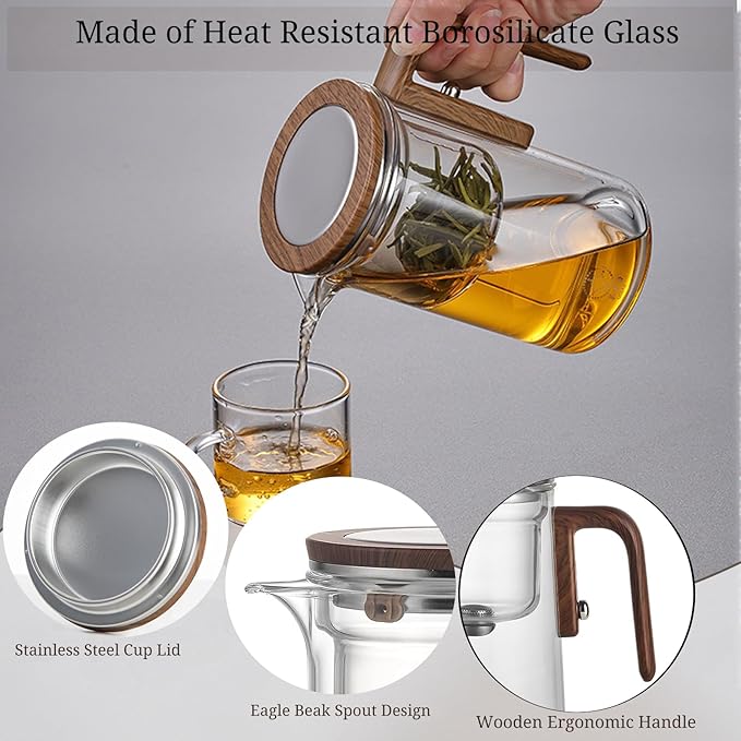 Enchanti Tea Pot- 800ml/27.1oz Enchantipot Magic Tea Pot With Strainer, Witchcraft Magical Enchanted Glass Teapot, Magnetic Filtration Pot with Handle, Loose Tea Witchcraft Teapot (27.1oz)