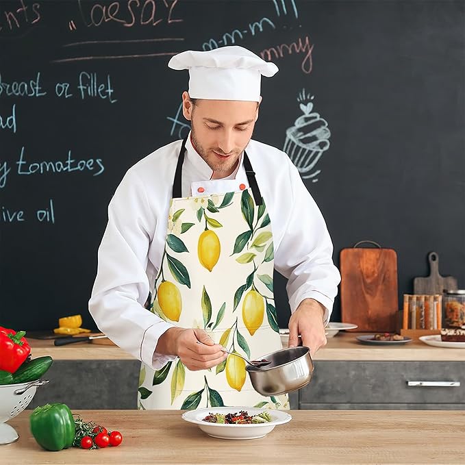 Kitchen Apron with Pocket,Waterproof Adjustable Neck and Long Ties, Cooking Baking Gardening Painting Apron for Women