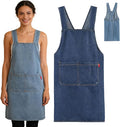 2026 New Adult Jour Apron - Lightweight Cotton Apron with Front Pocket, Cross-Back Jean Kitchen Aprons for Women Men