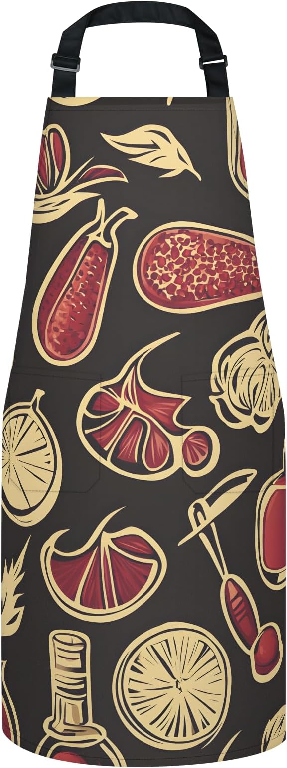 Kitchen Apron with Pockets,Adjustable Aprons for Women Men,Waterproof Chef Aprons for Cooking,BBQ,Gardening