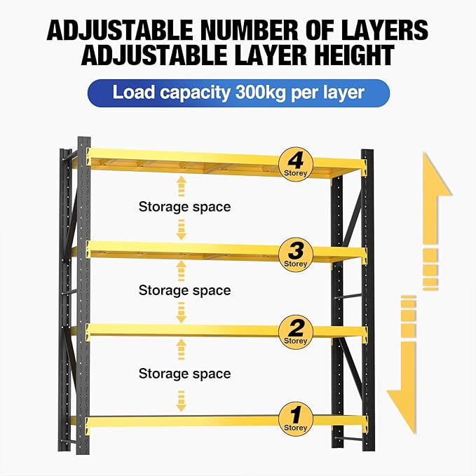 torage Shelves,Garage Shelving Heavy Duty Metal Adjustable Garage Shelves, Shelving Units Industrial Shelving for Warehouse(Yellow and Black, W47.2*D23.6*H78.7)