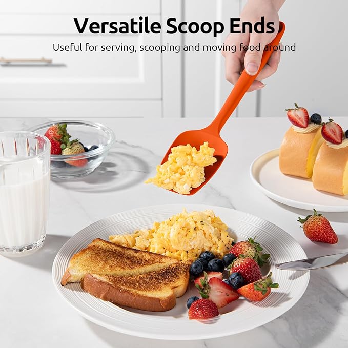 U-Taste Silicone Spoon Spatula Set: 480ºF Heat Resistant Food Grade Flexible Rubber Spoonula, Nonstick Cooking Mixing Scooping Kitchen Baking Scraper Utensils Set of 3 for Pan, Pot, Bowl (Colorful)