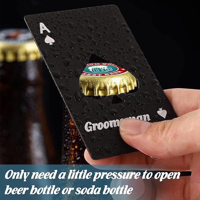 10 Pcs Poker Card Bottle Openers, Beer Opener Can Openers Groomsmen Wallet Bottle Opener Stainless Steel Ace of Spades Poker Shaped Bottle Cap Openers for Gift.