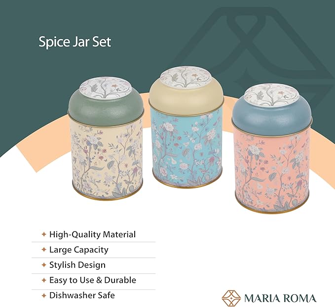 MARIA ROMA 7 Pieces Bread Box for Kitchen Countertop and Canisters Sets for the Kitchen Ideal for Bread Basket Sugar Container Coffee Canister Tea Tin Breadbox Vintage and Rustic Model