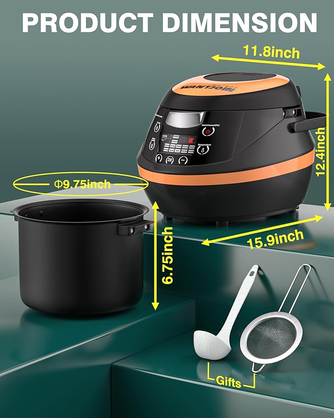 WantJoin Boba Cooker - 8L Commercial Automatic Bubble Maker Machine Pearl Warmer Cooking Pot for Milk Tea Tapioca Pearls, 1350W