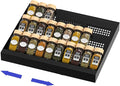 Expandable Metal Spice Drawer Organizer,3-Tier Slanted Seasoning Jars Tray for Kitchen Cabinet Drawers Insert/Countertop (Jars not included)-3Tier,1pack/Black