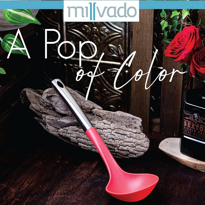 Red Nylon & Stainless Steel Classic Soup Ladle, 13 Inch, Kitchen Ladle, 1 Piece