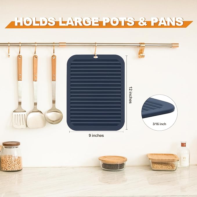Joyhalo 4 Pack Silicone Trivets for Hot Pots and Pans,480℉ Heat Resistant Trivets for Hot Dishes,Hot Pads for Countertop,Kitchen Potholders,Navy