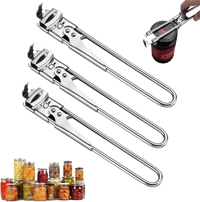Adjustable Stainless Steel Jar Opener, Master Jar & Bottle Opener, Kitchen Gadgets Gripper Tight Lid Openers, for Seniors Arthritis, Kitchen Camping Tools (3PC)