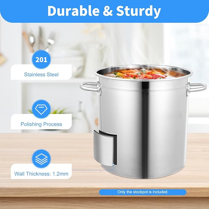 35L/36.9Qt Commercial Large Stock Pot with Lid,Nickel Free Stainless Steel Cookware Healthy Polished Stockpots, Induction Soup Pot for Cooking Home Use