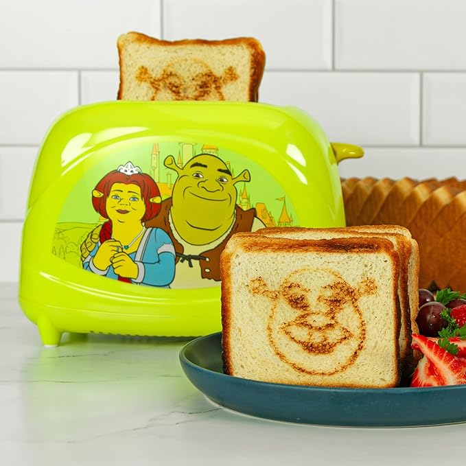 Uncanny Brands Shrek Two-Slice Toaster - Toasts Shrek’s Iconic Face Right On Your Bread