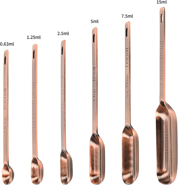 Copper Measuring Cups and Spoons Set, Stainless Steel Measuring Cups and Spoons Set 12, Metal Measuring Cups Set, 5 Measuring Cup Set and 6 Copper Measuring Spoons &Leveler for Kitchen