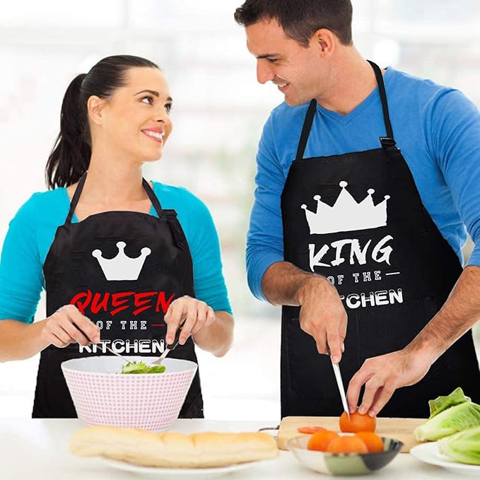 ZOORON Mr & Mrs 2-Piece Kitchen Aprons Set - Anniversary & Wedding Gifts for Couples