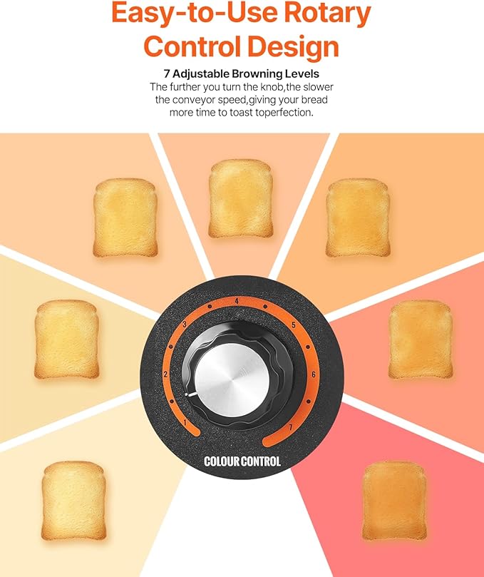 VEVOR 1770W Commercial Conveyor Toaster, 450 Slices per Hour, Heavy Duty Electric Toaster Oven, Food-Grade 304 Stainless Steel Conveyor Belt, Dual Knob Control, for Restaurant Bakery Bread Bagel Bun