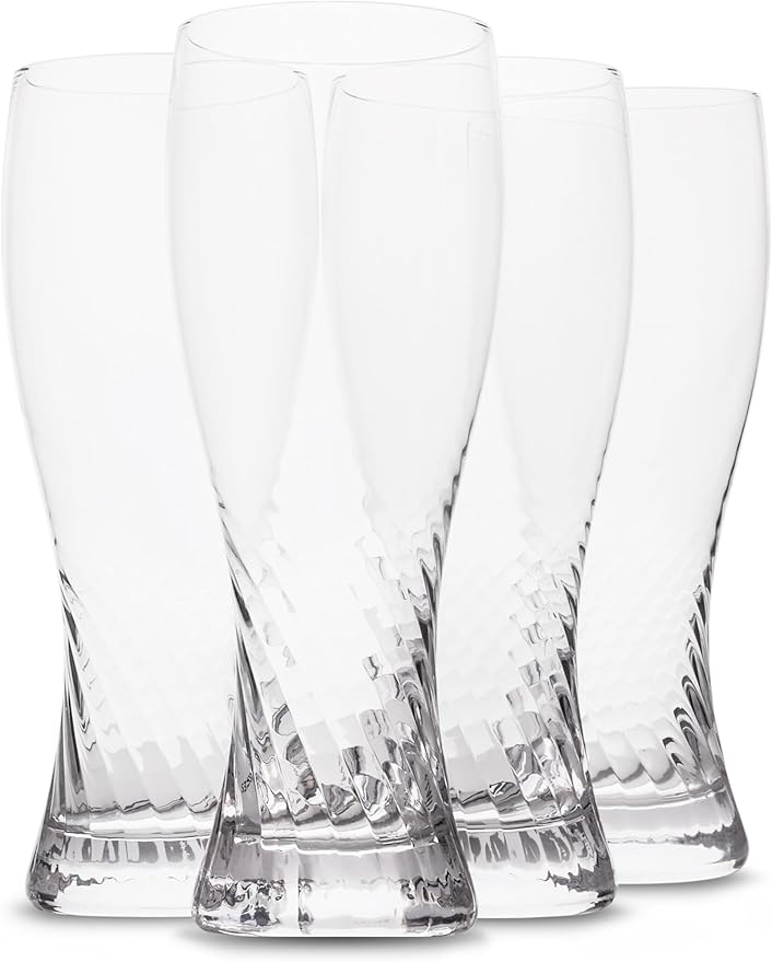 Twistedflow Beer Glasses Set of 4 | 20 Oz, Crystal glass, Advanced Twisted Design, Premium gift box, Lead-Free